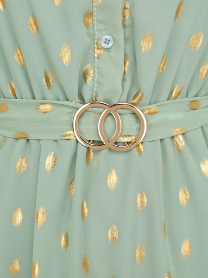 Robe patineuse courte imprimé pois irisés - Vert d&
