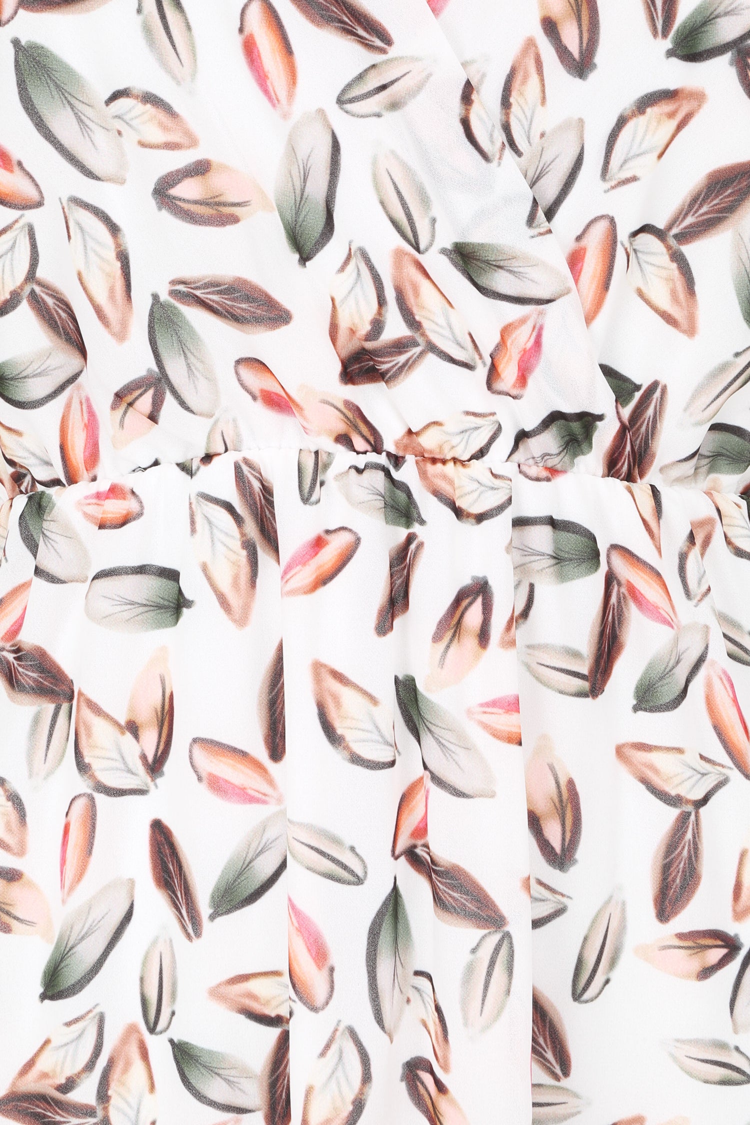 Robe imprimé feuilles à bretelles à détail noeud - Blanc - 4