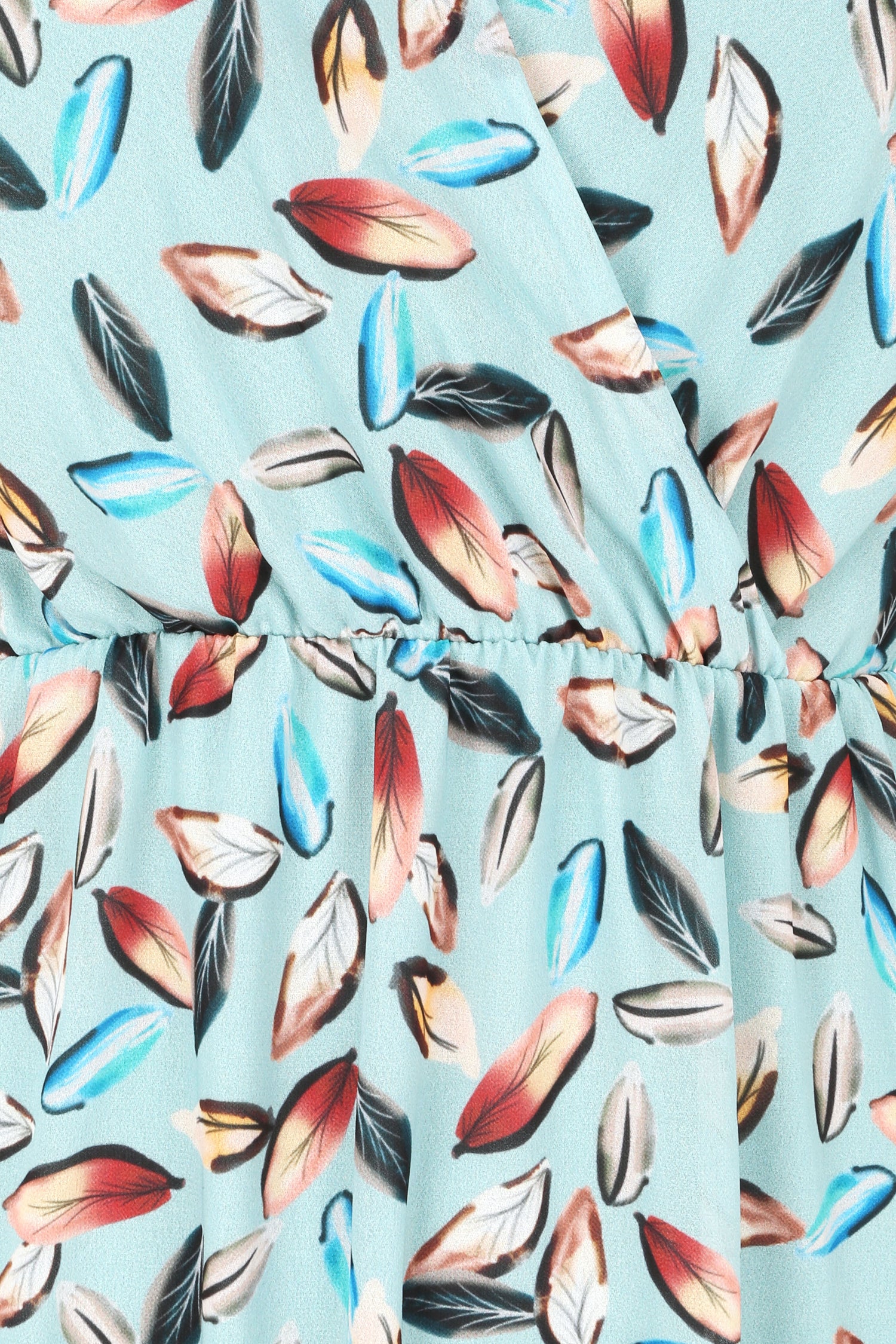 Robe imprimé feuilles à bretelles à détail noeud - Bleu ciel - 3