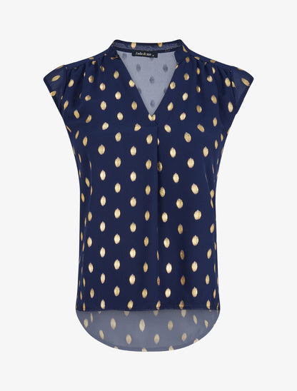 Top droit sans manches à imprimé pois irisés - Marine - 1