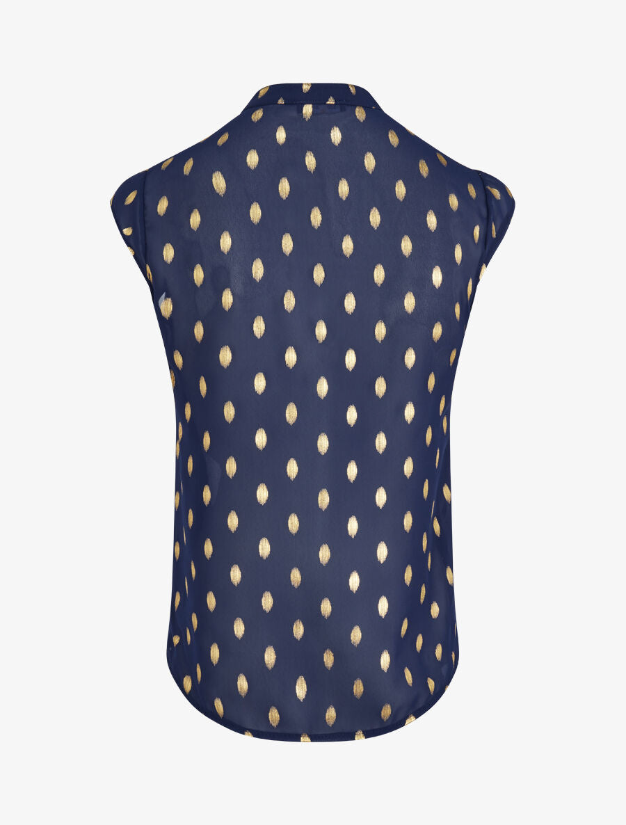 Top droit sans manches à imprimé pois irisés - Marine - 2
