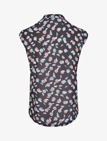 Top droit sans manches à imprimé pois stylisés - Noir - 3