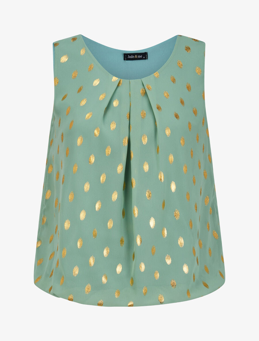 Top boule sans manches à imprimé pois irisés - Vert d&
