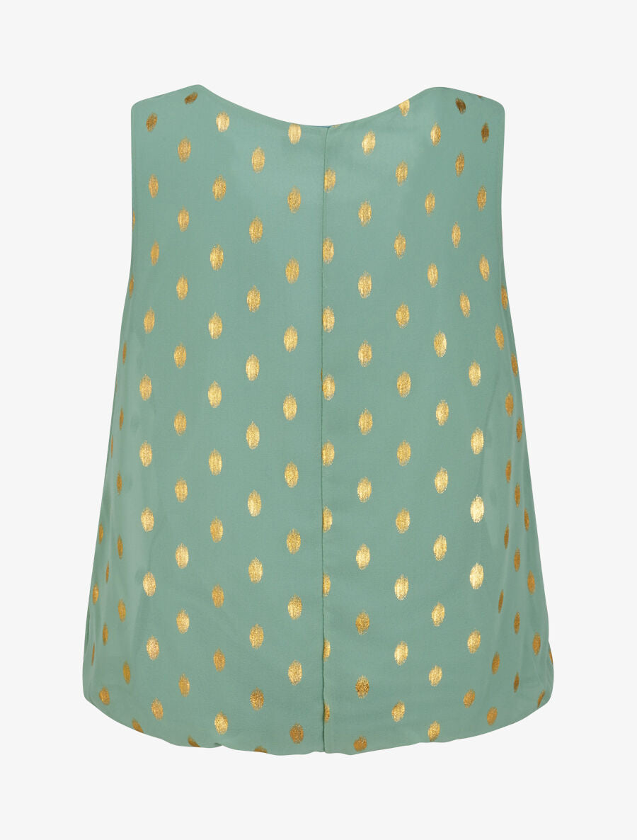 Top boule sans manches à imprimé pois irisés - Vert d&