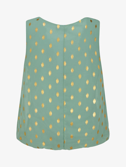 Top boule sans manches à imprimé pois irisés - Vert d&