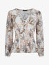 Top élastiqué imprimé tropical - Camel - 1
