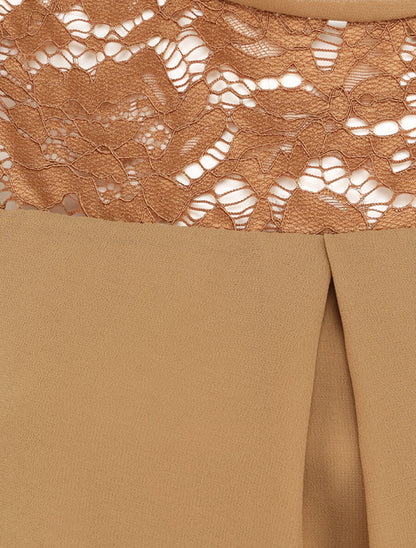 Top boule en voile à épaules en dentelle - Camel - 3