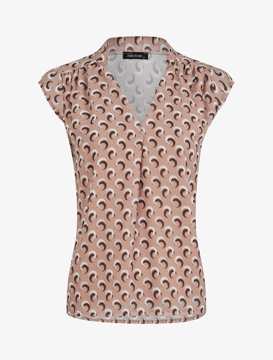 Top droit sans manches à imprimé demi lune - Taupe - 1