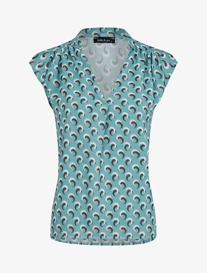Top droit sans manches à imprimé demi lune - Bleu clair - 1