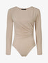 Body drapé à manches longues - Beige - 1