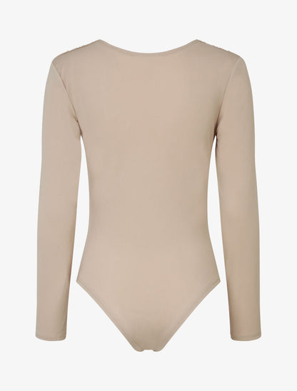 Body drapé à manches longues - Beige - 2