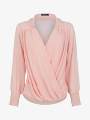 Blouse droite unie drapée - Rose poudré - 1