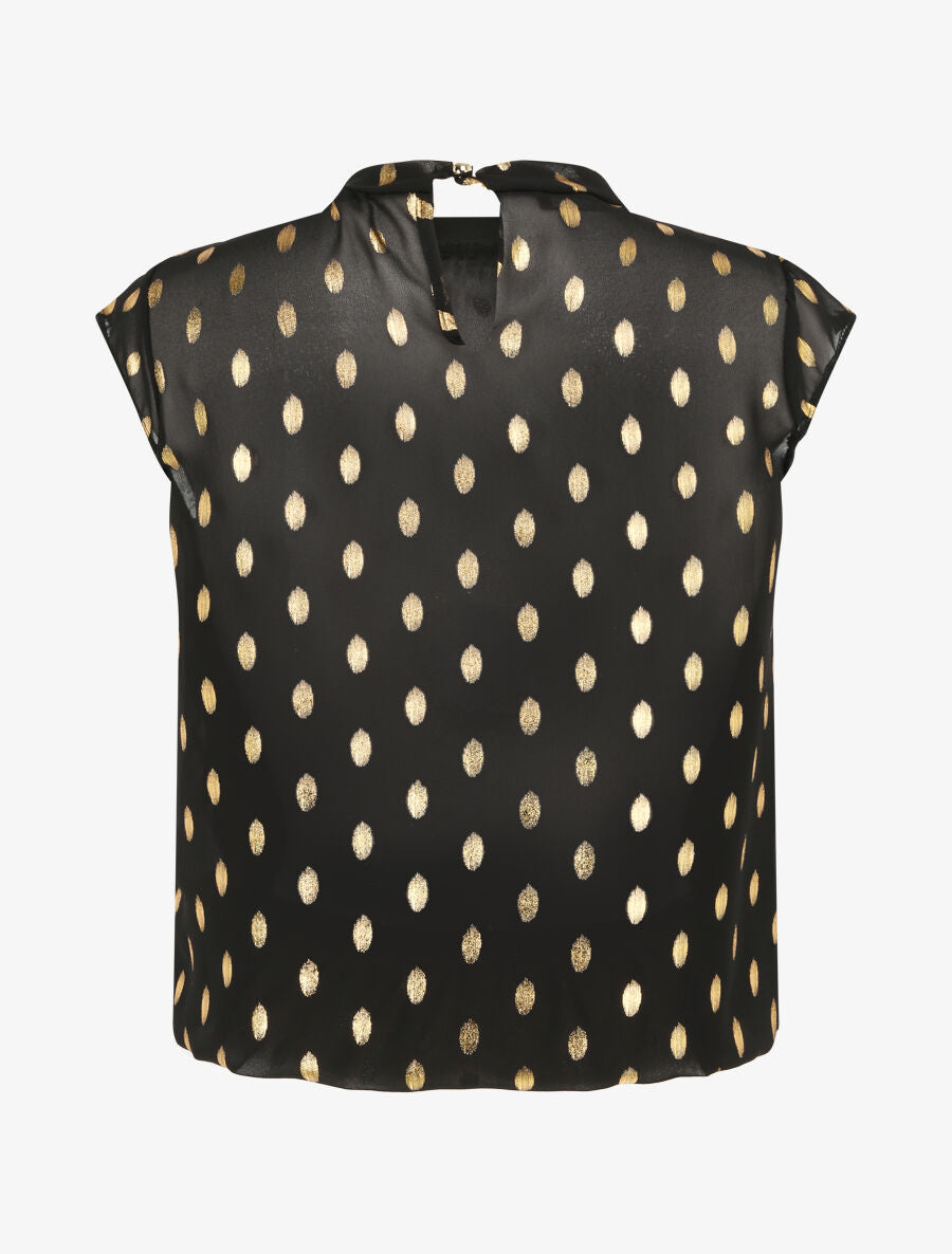 Top boule à pois stylisés et lamés - Noir - 2