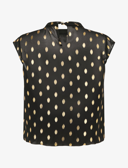 Top boule à pois stylisés et lamés - Noir - 2
