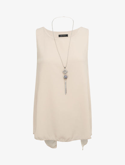 Top en voile à dos fendu - Beige - 4