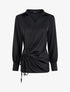 Blouse droite satinée à liens - Noir - 4