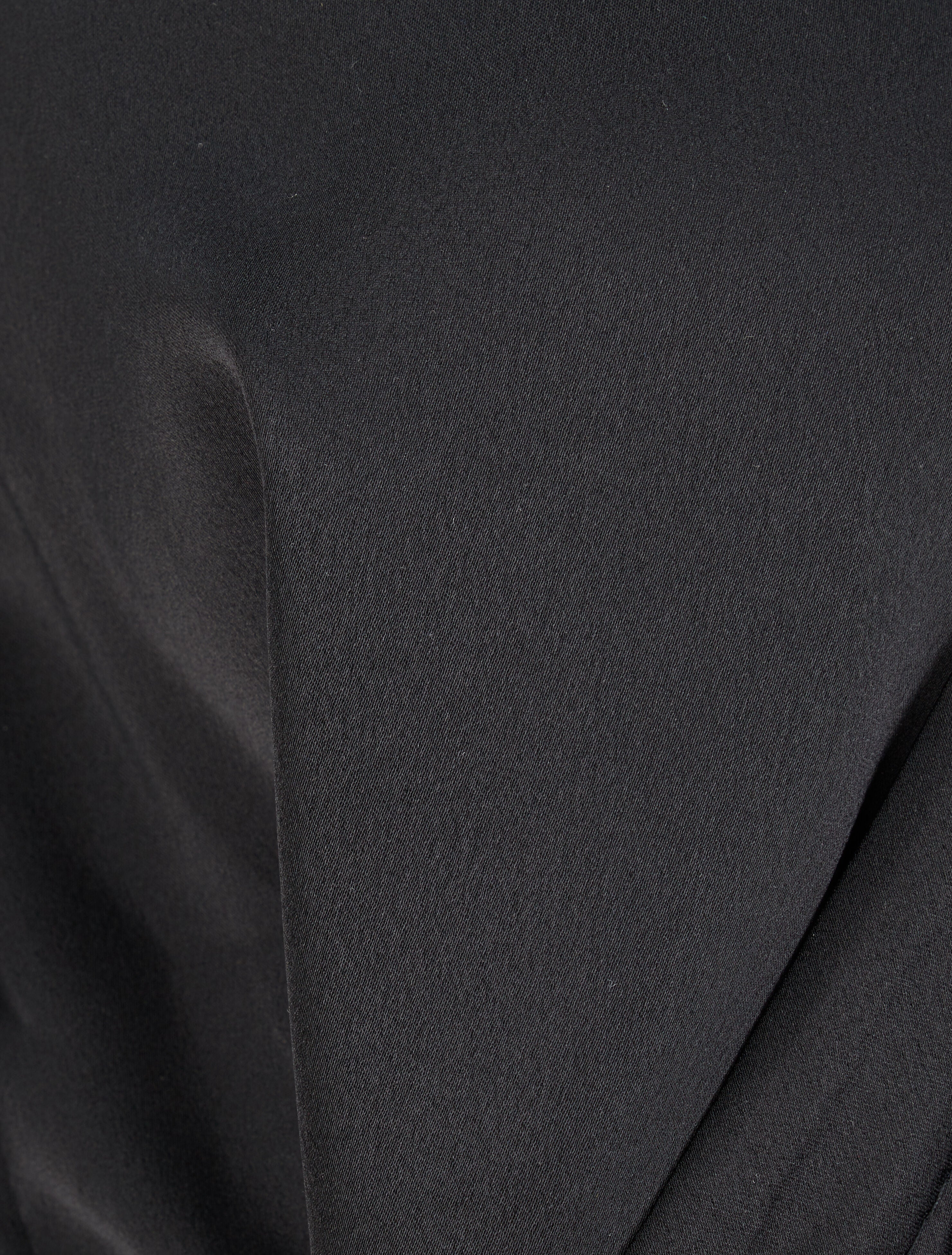 Blouse droite satinée à liens - Noir - 3