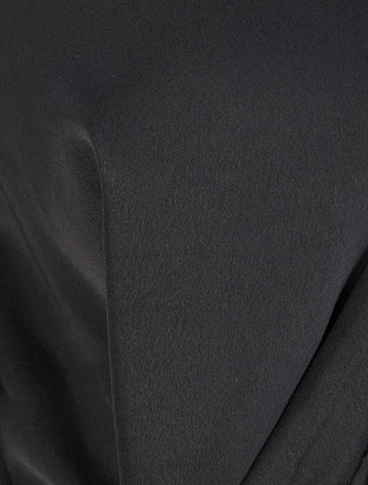 Blouse droite satinée à liens - Noir - 3