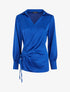 Blouse droite satinée à liens - Bleu électrique - 1