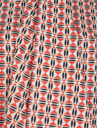 Blouse droite lavallière imprimé mosaïque - Rouge - 4