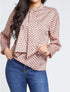 Blouse droite lavallière imprimé mosaïque - Rouge - 1