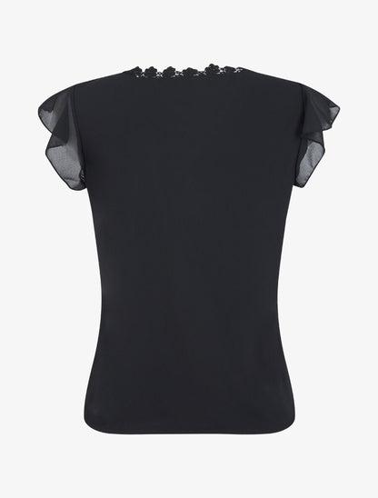 Top droit uni à détail crochet - Noir - 2