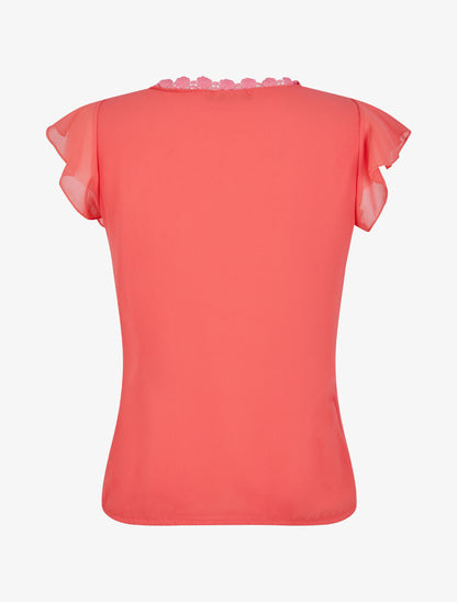 Top droit uni à détail crochet - Corail - 2