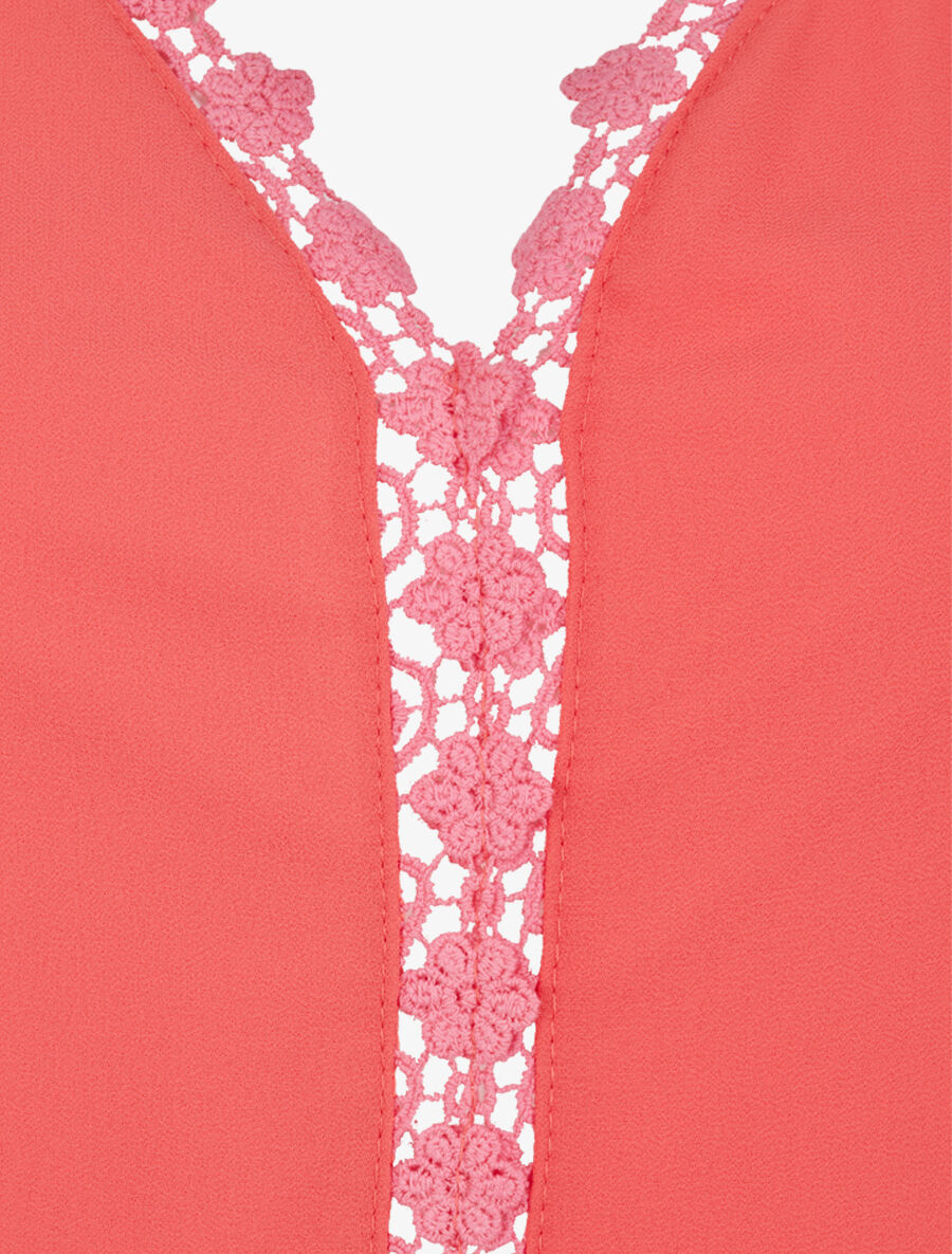 Top droit uni à détail crochet - Corail - 3