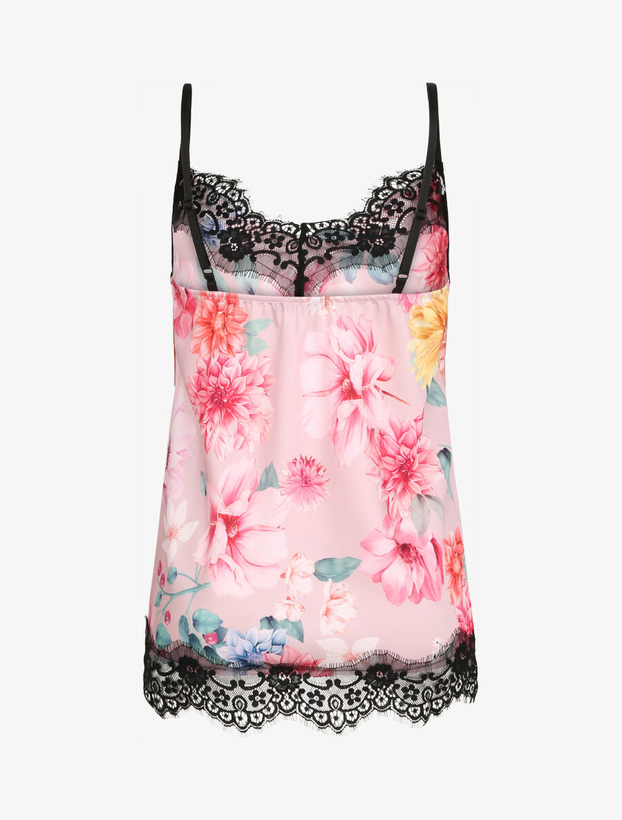 Caraco à dentelle imprimé dahlia - Rose - 2