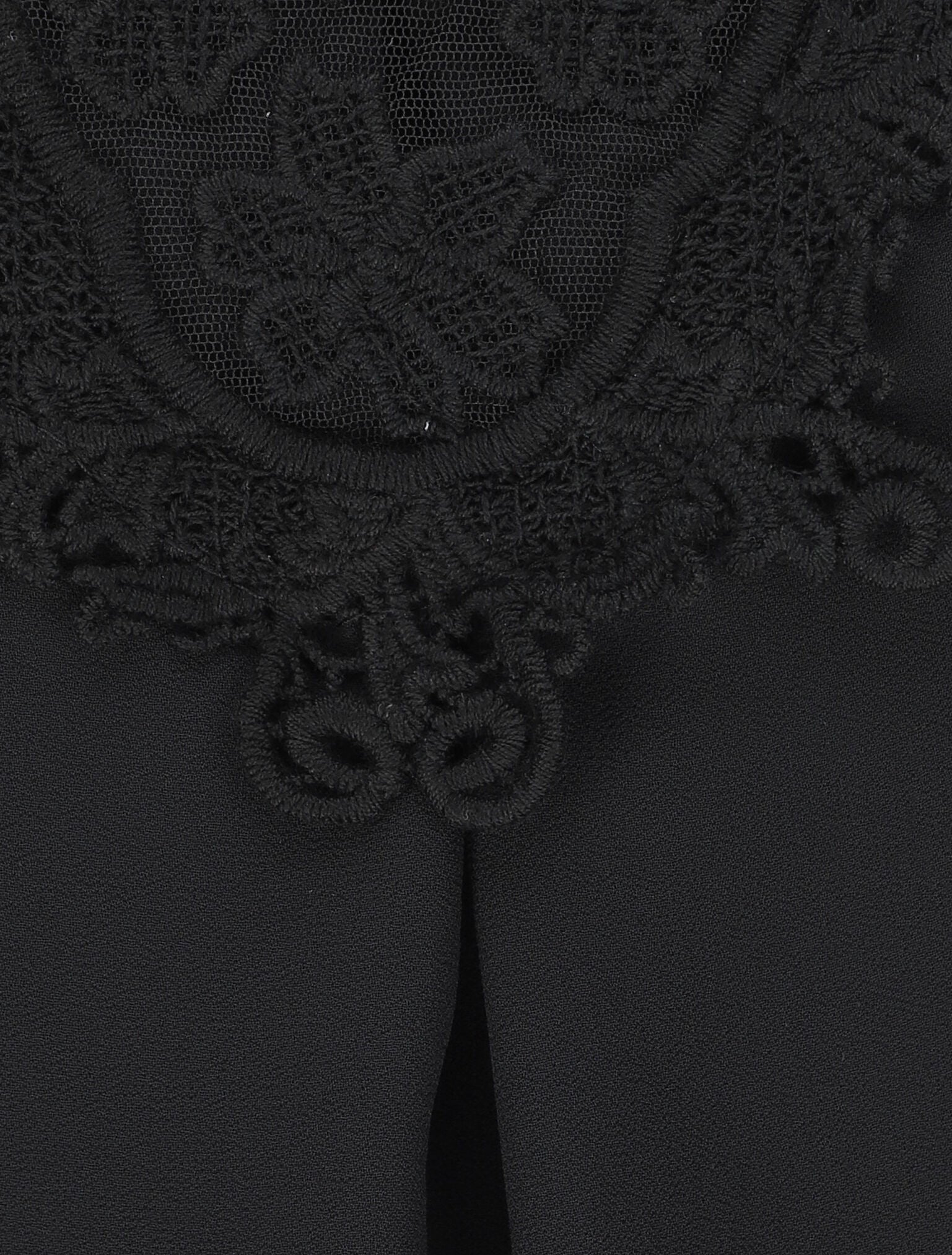 Top coupe boule à col en crochet et mesh - Noir - 4