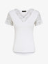 Top uni droit à manches dentelle - Blanc - 1