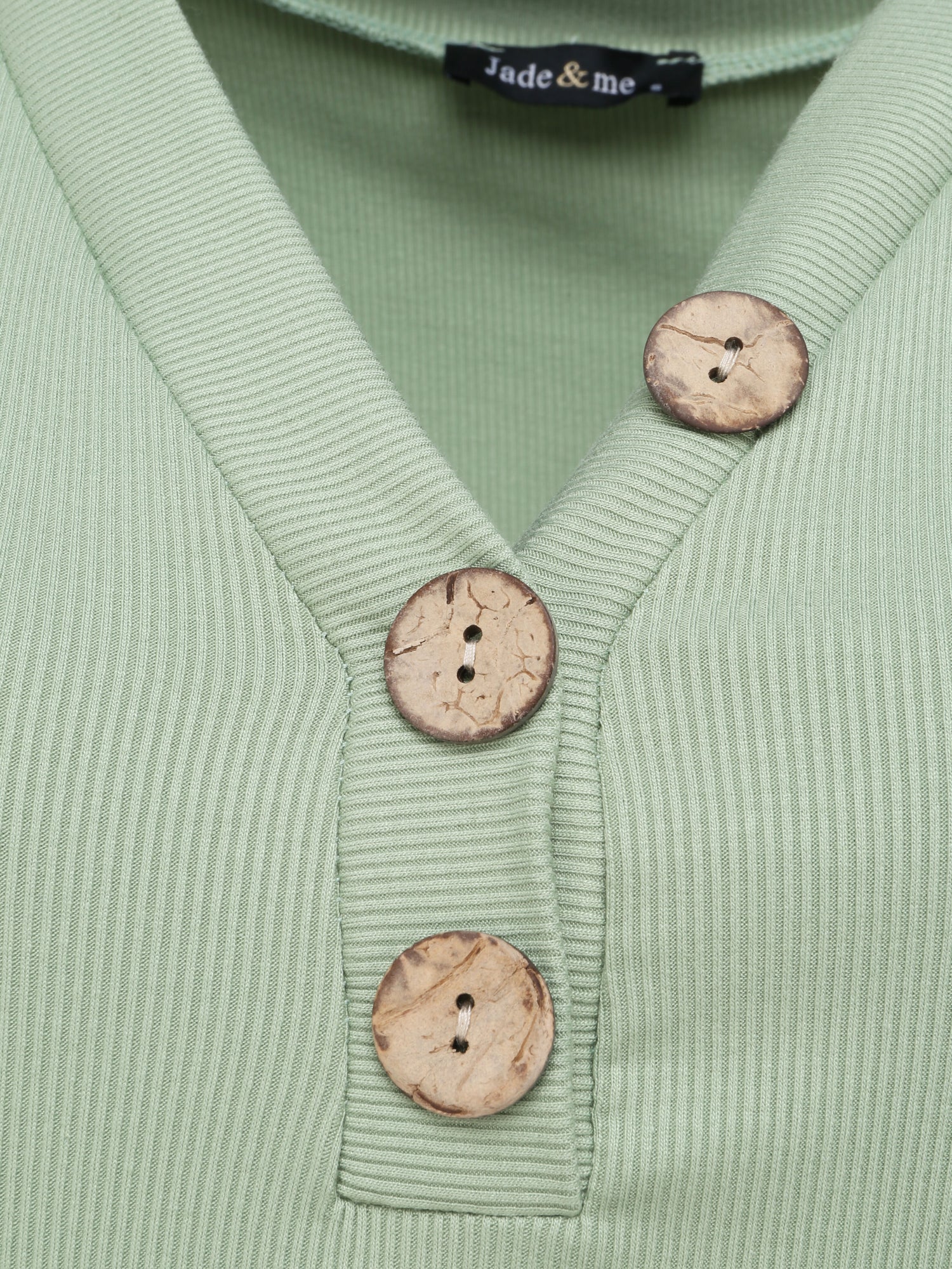 Débardeur droit uni à col boutonné - Vert amande - 3