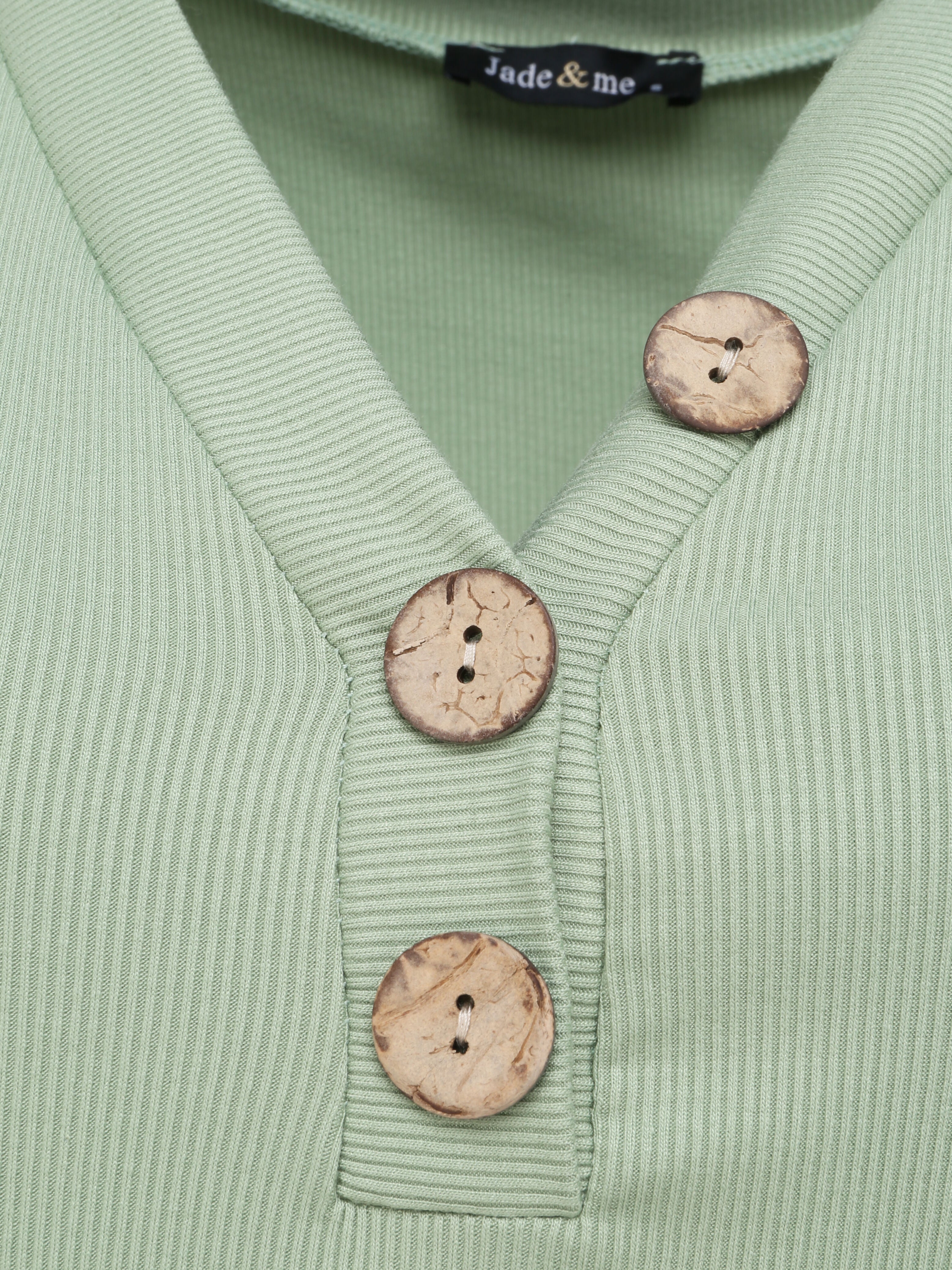 Débardeur droit uni à col boutonné - Vert amande - 3