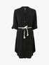 Robe chemise mi-longue unie à dos en dentelle - Noir - 5