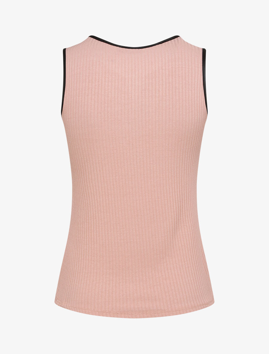 Débardeur droit uni à poche poitrine - Rose poudré - 2