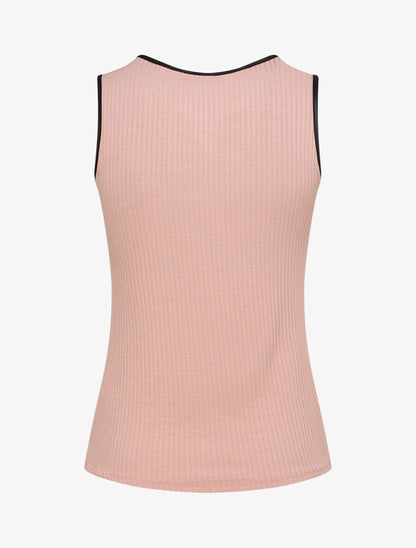 Débardeur droit uni à poche poitrine - Rose poudré - 2