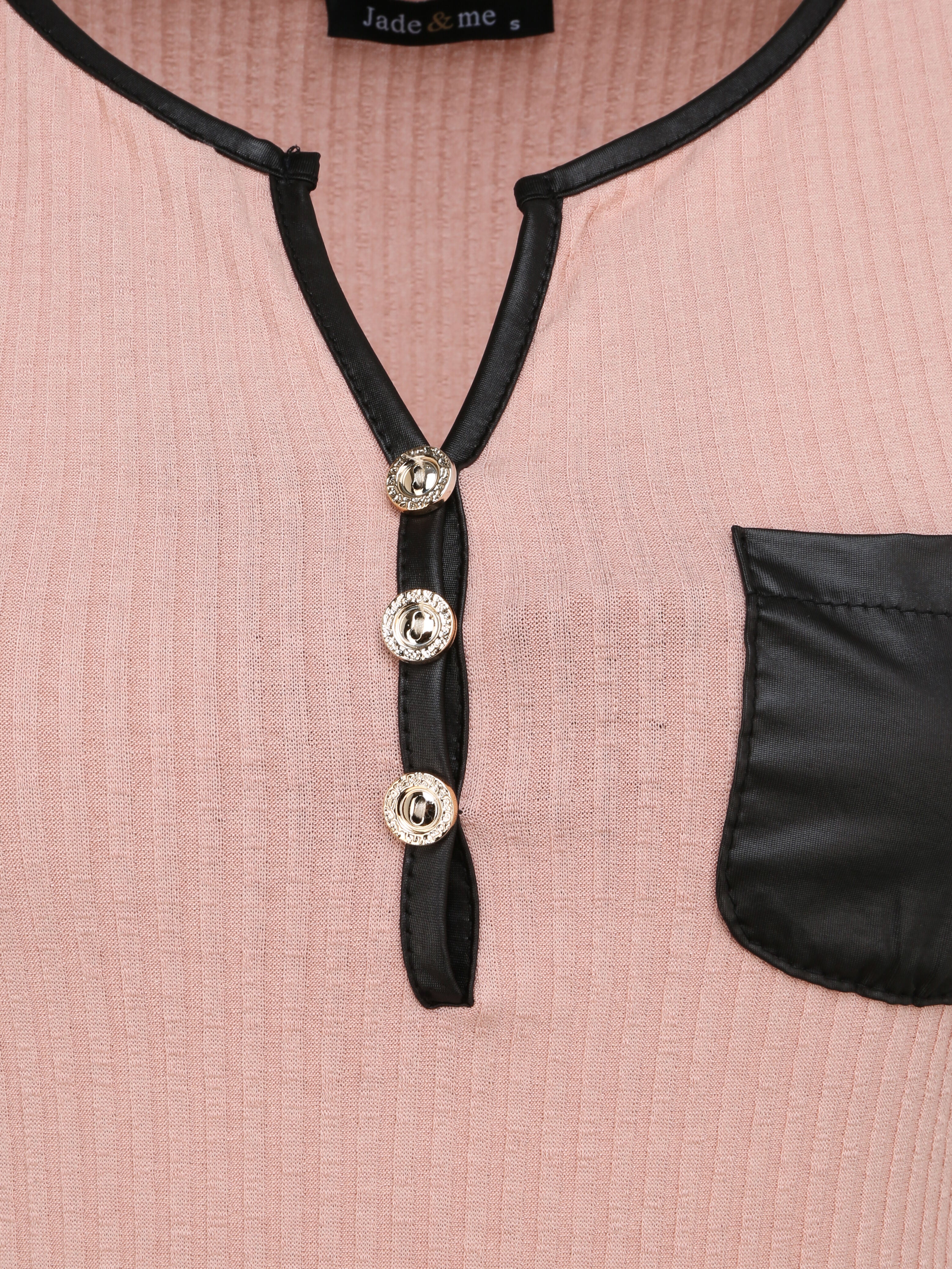 Débardeur droit uni à poche poitrine - Rose poudré - 3