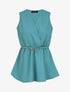 Top cache-coeur ajusté à ceinture décorative - Bleu turquoise - 4