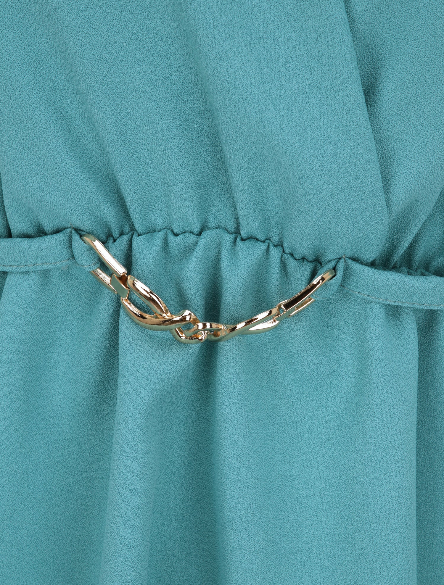 Top cache-coeur ajusté à ceinture décorative - Bleu turquoise - 3