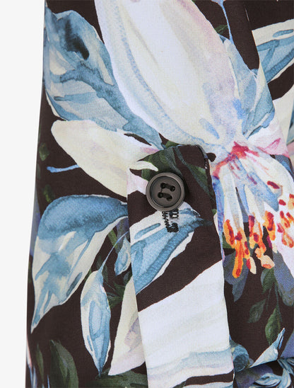 Robe chemise droite imprimé fleurs de lys - Noir - 3
