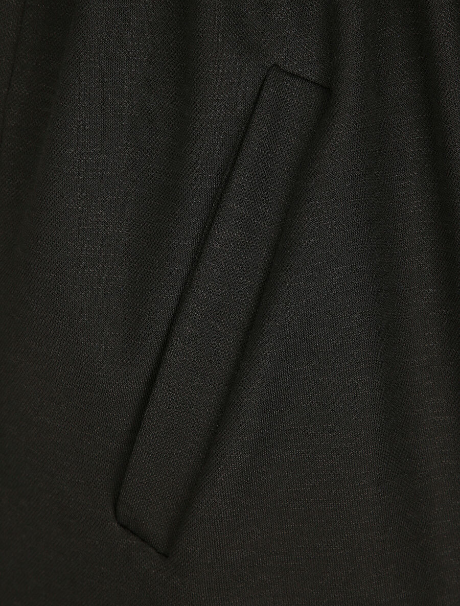 Veste droite mi-longue à col biseauté - Noir - 3