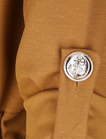 Veste droite mi-longue à col biseauté - Camel - 3