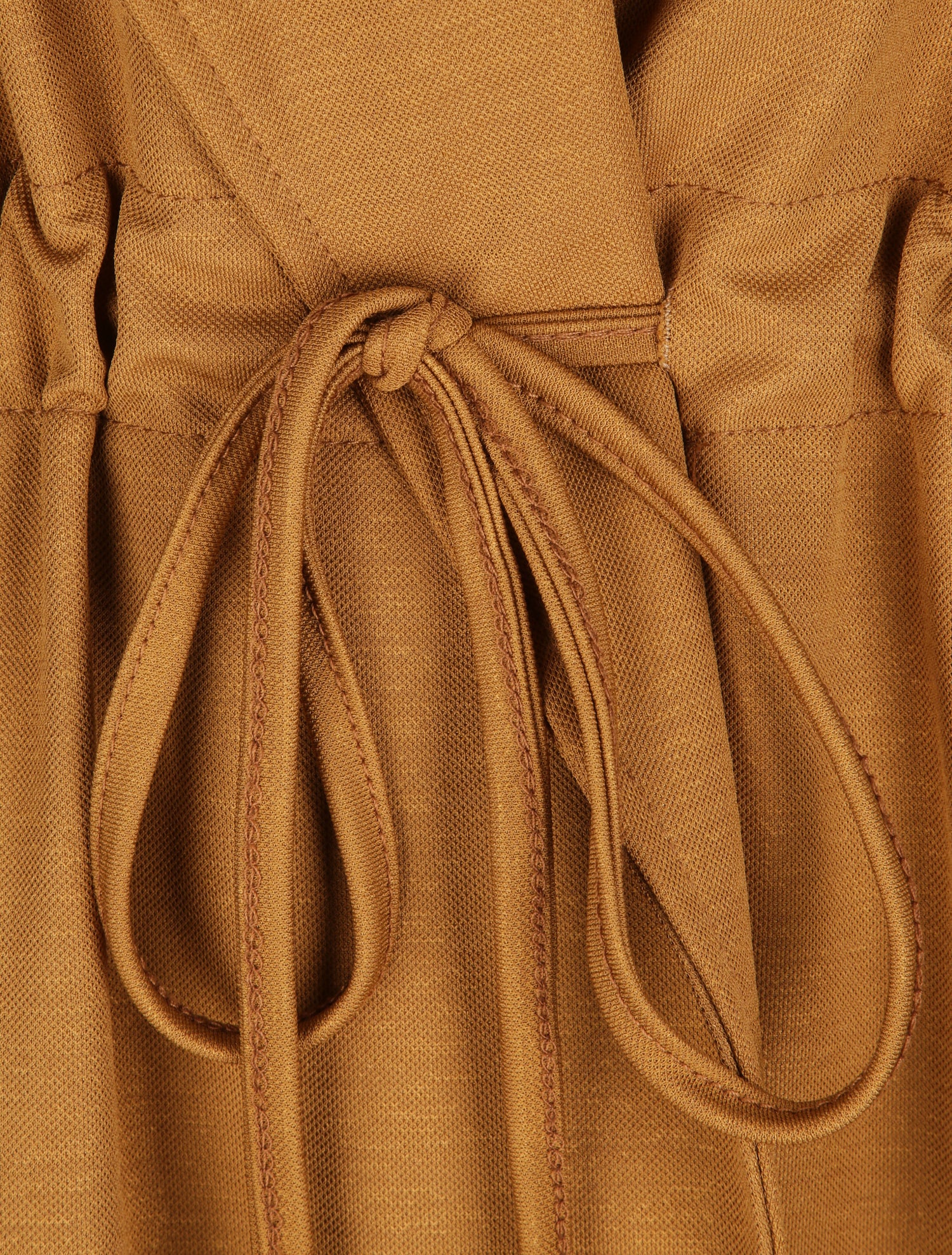 Veste droite mi-longue à col biseauté - Camel - 4