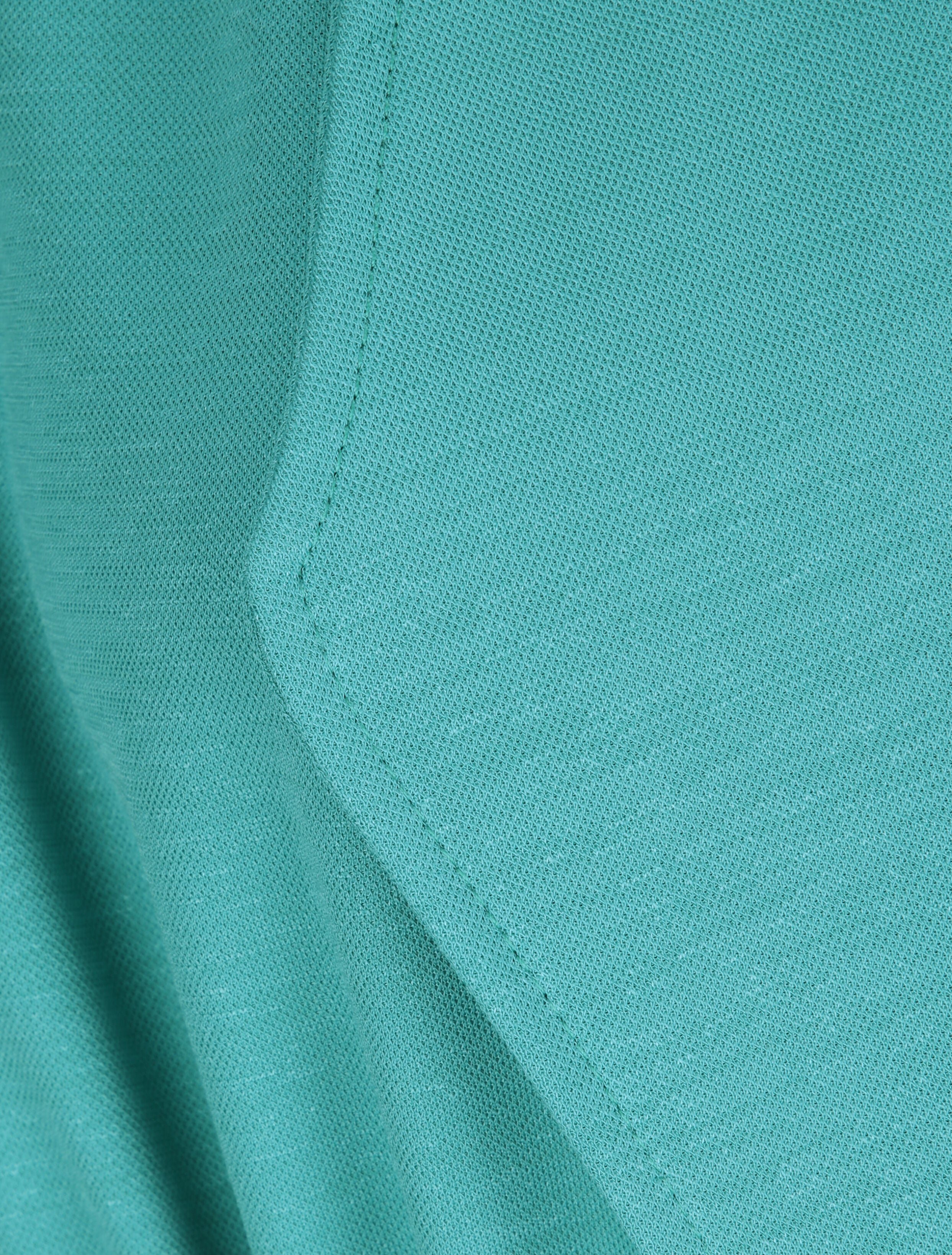Veste droite mi-longue à col biseauté - Bleu turquoise - 4