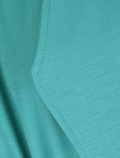 Veste droite mi-longue à col biseauté - Bleu turquoise - 4