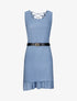 Robe courte droite à dos en crochet - Bleu - 4