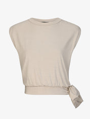 Top boule uni liens à nouer - Beige - 1