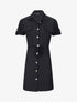 Robe chemise courte oversize unie à manches courtes - Noir - 1