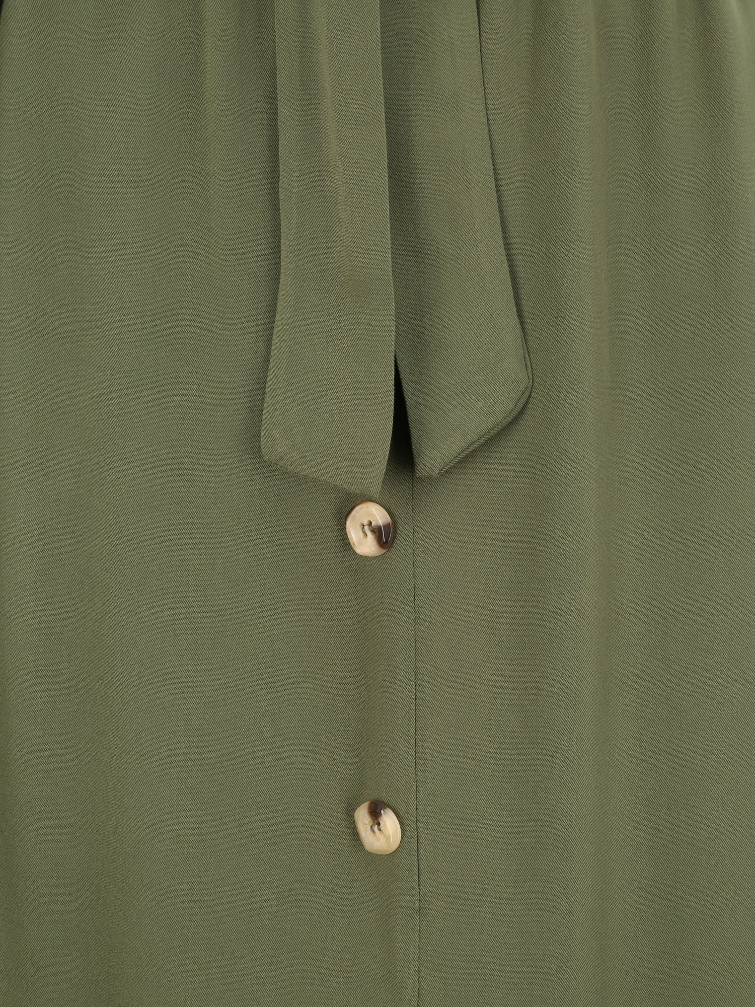 Jupe mi-longue évasée unie à taille froncée - Kaki - 3