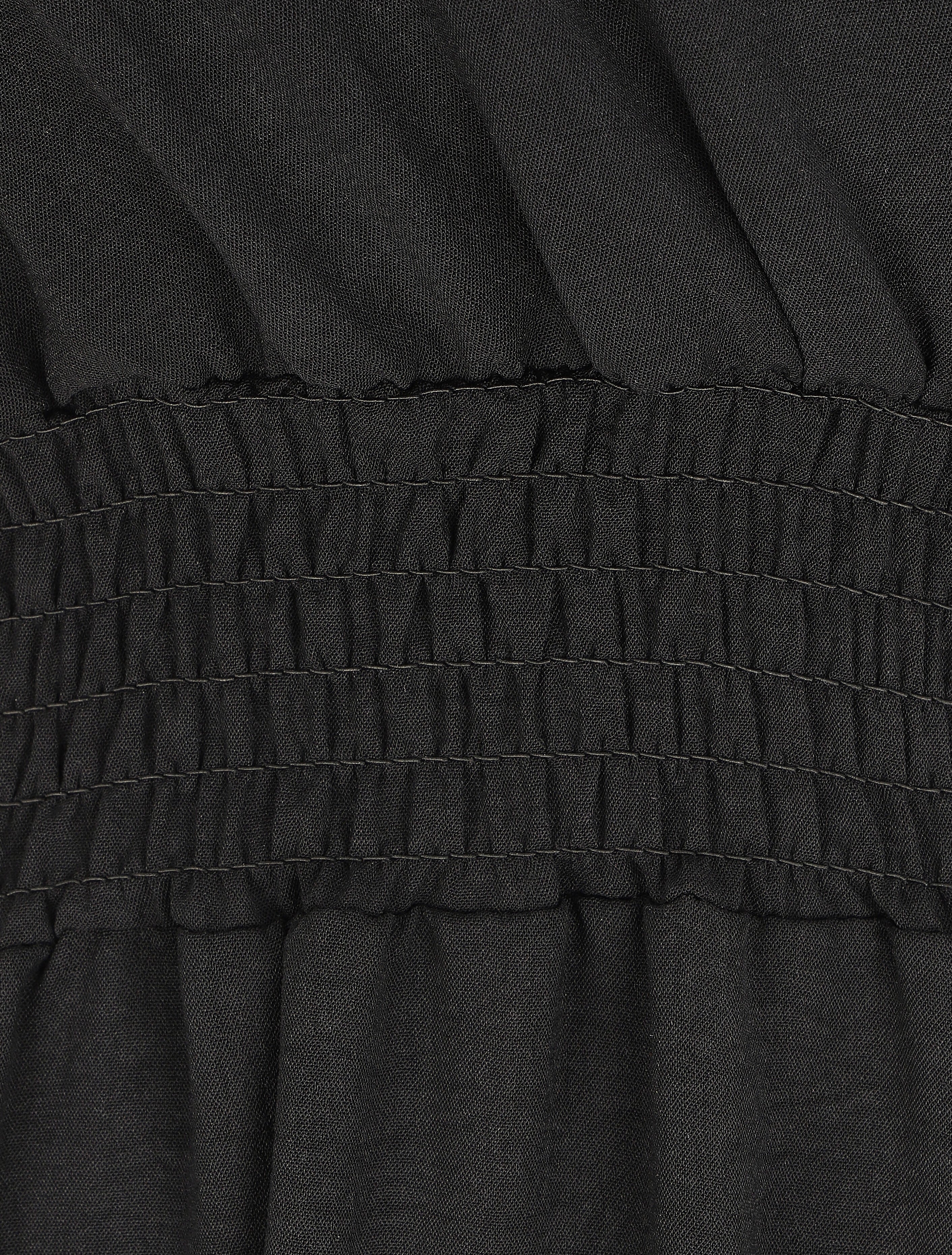 Robe longue cache-coeur à taille élastiquée - Noir - 3